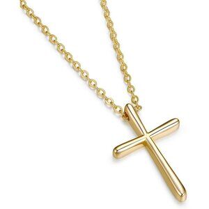 🆕Women Gold Dainty Cross Necklace Sterling Cable Chain Beauty Hope Love Stylish